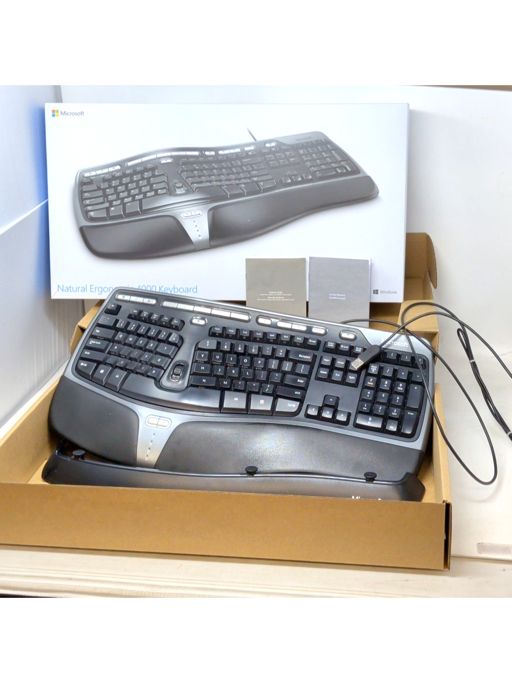 Microsoft Natural Ergonomic USB Keyboard 4000 V1.0 w/ Riser Tested & WORKS!